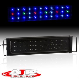 AJP Distributors 33 LED SMD 18"-30" Aquarium Light Bar Full Spectrum Fish Tank Strip Lamp Extendable Brackets Adjustable 2-Modes Multi-Color White Blue Red Green 1980 Lumen Fresh Water Plant Growth