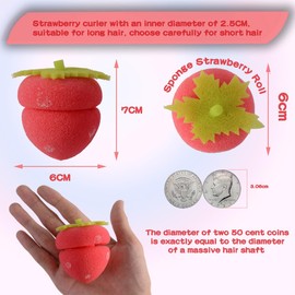 PYEUIFT 18 Stück Schwamm Lockenwickler, Schaum Haar Roller, Erdbeer Weiche Lockenwickler, Erdbeer Lockenwickler, Erdbeeren Schaumstoff Lockenwickler, für DIY Haar-Styling Salon Frisuren