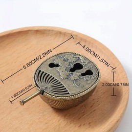 NOIAFZY 4Pcs Antique Pipa Incense Burner Dandelion Fan Stove Zinc Alloy Incense Burner Household Mini Small Fan Portable Incense Burner Indoor Decoration