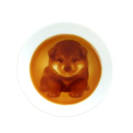 IPPINKA Shiba Inu Relief Seasoning Dish, Made in Japan, Soy Sauce Dish, Sushi Dipping Plate, 3 x 3 inches, White Porcelain