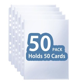 6x8.5” Binder Sheets Sleeves for 8.07 x 9.64 Binder 6Ring 3Ring 2 Ring (100 Pictures), Top Loading 7 Hole Transparent Refill Pages Sheet Protector for Photos, Postcards,Stickers 50 Pack