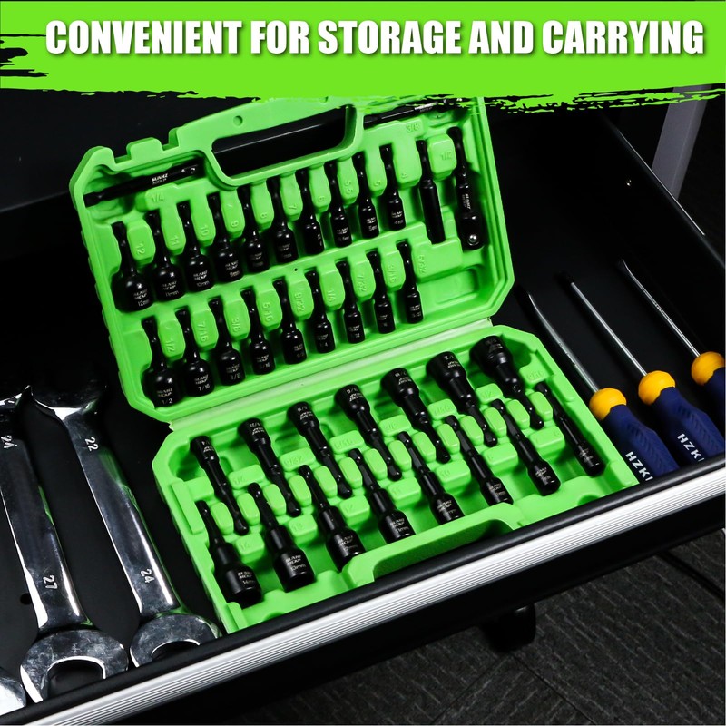 SUNHZMCKP 39Pcs Magnetic Nut Driver Set for Impact Drill, Metric