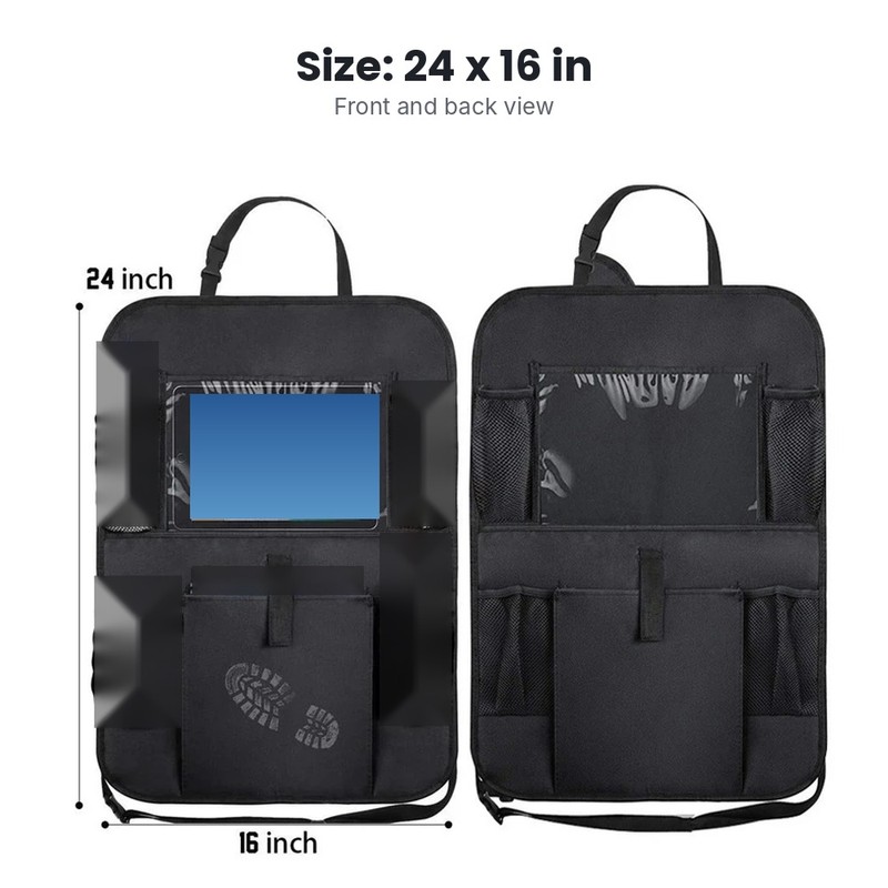 Car Backseat Organizer with Clear Tablet Holder – Kick Mat