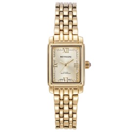 Miykon Dainty Watches for Women - Small Face Square Womens Watch with Genuine Crystals, Classic Luxury Style Bracelet Watch for Petite Thin Wrists, Cute & Unique - Japanese Quartz, Waterproof to 100ft (Gold Bracelet, Gold Dial, 21mm)