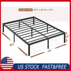 WAYES Queen Size 14 Inch Metal Platform Bed Frame Heavy Duty Sturdy Steel, Max.800lbs