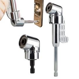 105 Degree Right Angle Drill Adapter,Right Angle Drill Attachment,1/4" Hex Shank Driver Angle Drill Attachment,Extension Power Screwdriver Drill Attachmentfor Screwdriver Drill (Long+Short)