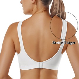 Vertvie Women's 1/2/3 Set Sports Bra Plain Without Underwire Bustier Classic Comfortable Stretch Bra Medium Hold Padded Feel-Good Bra - 2 white x 2 Plain, size: m