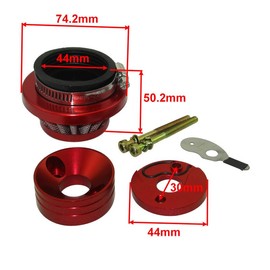 TC-Motor Red 44mm Air Filter Adapter Velocity Stack For 2 Stroke 33cc 43cc 49cc Big Foot Gas Scooter