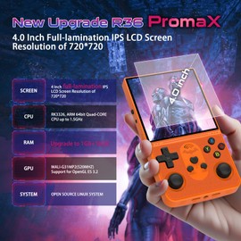 Consola de juegos portátil R36 Promax Retro 2025, visualización IPS de laminación completa de 4.0 pulgadas, sistema Linux de código abierto, memoria de 64 GB, consola portátil de videojuegos, regalo