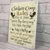 RED OCEAN Chicken Coop Rules Funny Chicken Sign For Hen