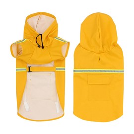 IGYYO Pet Dog Raincoat Waterproof Reflective Lightweight with Adjustable Hood for Small Medium Large Dogs (Yellow,5XL)
