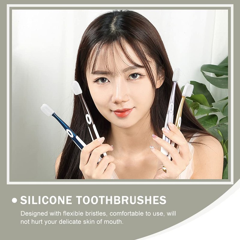 Healifty 4Pcs Silicone Toothbrushes Bristles Toothbrush Soft Toothbrush for Sensitive