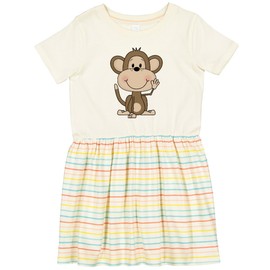 inktastic Monkey Toddler Dress 4T Natural with Stripes 19c03