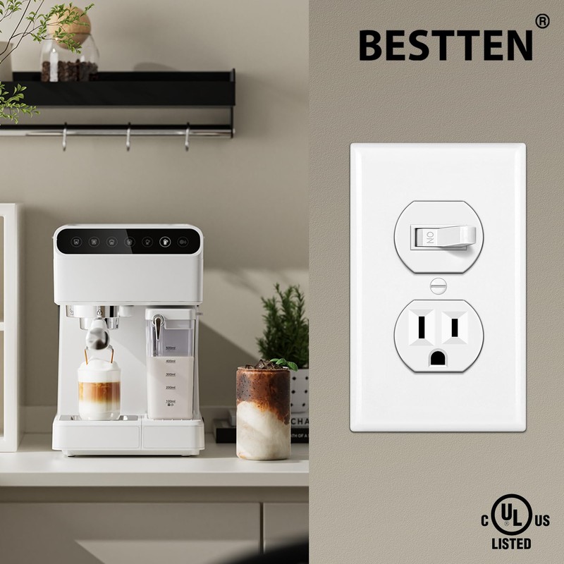 BESTTEN 2 Pack Combination Toggle Light Switch and Duplex Receptacle