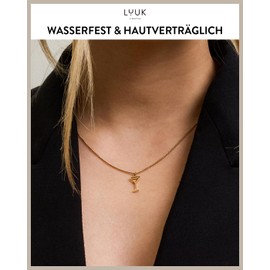 LUUK LIFESTYLE Delicate Necklace with Pendant Made of Waterproof Stainless Steel, Gift for Women, Modern Jewellery Design, in Silver, Gold and Rose, Stainless Steel