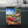 Generic Farmhouse Red Truck Magnetic Dishwasher Cover American Flag Retro