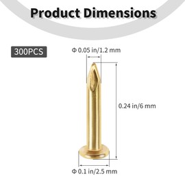 FOCMKEAS 300 Pcs Tiny Hardware Nails 1/4" Copper Plated Wood Nails Finishing Nail Small Nail for Picture Hanging Wall-Mounted Decorations DIY Projects Handicrafts Home Decor (Gold)