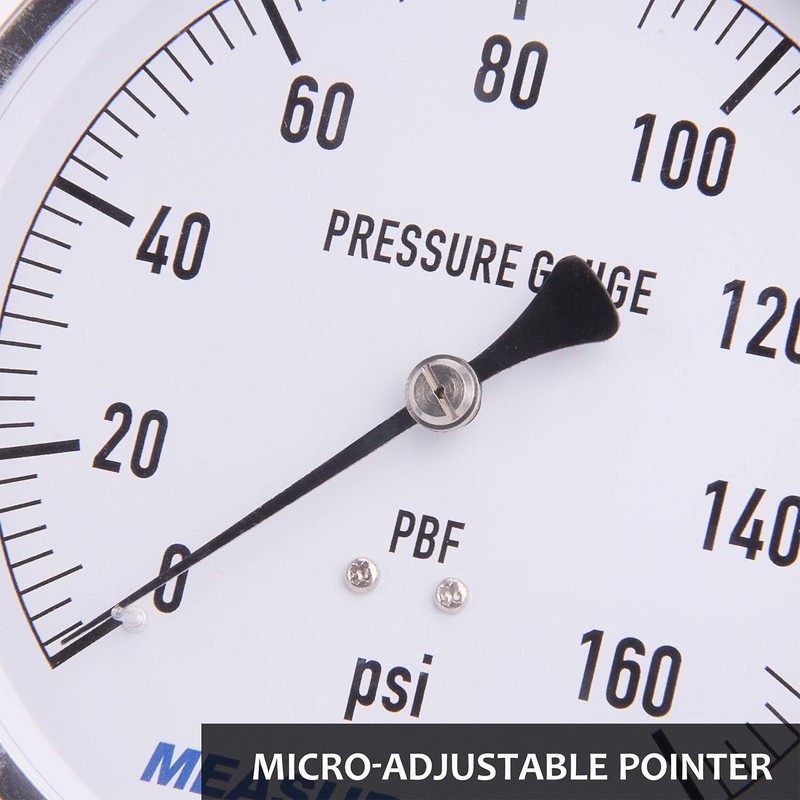 MEASUREMAN 4-1/2" Dial Size, 304 Stainless Steel Case,Drinking Water Lead-Free