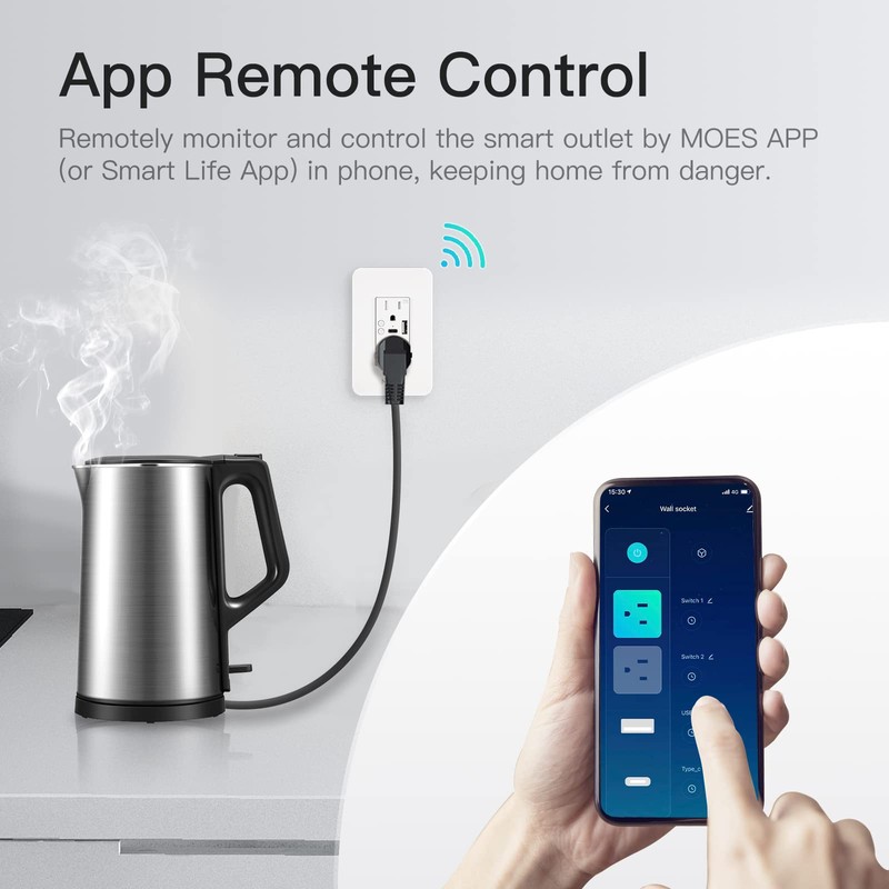 MOES Smart USB Wall Outlet Receptacle with Type-C & Type-A