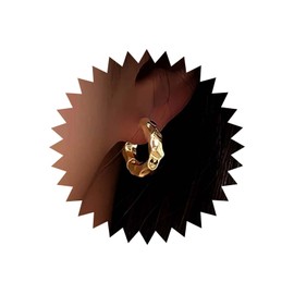 Inateannal Boho Hammered Hoop Earrings Gold Thick Hoop Huggie Earrings Hollow Circle Drop Earrings Chunky Circle Stud Earrings Jewelry for Women and Girls