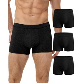 Battewa Mens Incontinence Underwear Washable Reusable Boxer Briefs Leak Proof Underpants No Fly Absorbent 50ml for Bladder Control, Light Leaks, Heavy Sweat 3 Pack (4XL, Black)