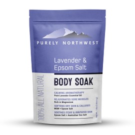 3 Pounds-Calming Lavender & MSM Foot & Body Soak with Epsom Salt-Relaxes Sore Muscles-Soothing Soak for a Good Night Sleep. Softens Dry Cracked Callused Skin-Made by Purely Northwest