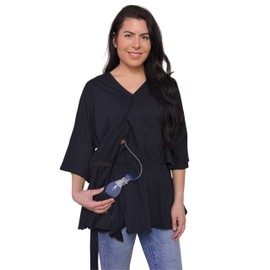 Inspired Comforts Mastectomy Recovery - Camisa de recuperación con bolsillos de drenaje (parte superior), Negro, 3X-Large