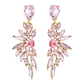 Clearine Earrings Wedding Bridal Crystal Teardrop Marquise Cluster Bling Hanging Stud Earrings for Women, Crystal