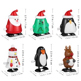 STOBOK Christmas Wind-Up Toys Funny Santa Claus Penguin Elk Snowman Clockwork Walking Toys for Festive Party Favor Goody Bag Filler,6 Packs