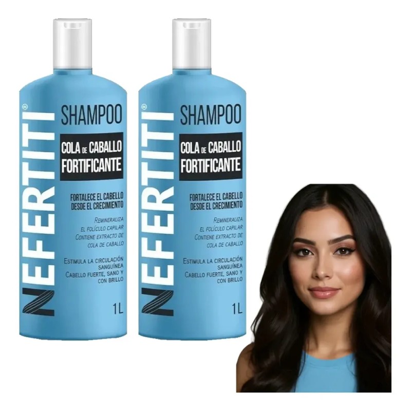 Kit 2 Pzas Shampoo Nefertiti Cola De Caballo Fortificante 1l