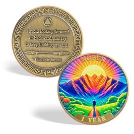 CHURYUML 1 Year Original Sobriety Coin One Year Sober Chip Non-Religious AA Coins Recovery Anniversary Medallions Sobriety Gifts for Women Men Alcoholics Anonymous Addiction Recovery Gift