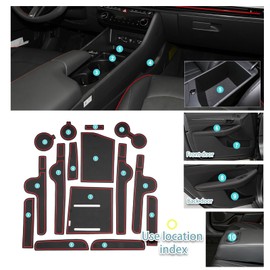 SHAOHAO for 2024 2025 Hyundai Sonata Car Door Slot Mat Fit for 2024 2025 Hyundai Sonata Accessories Middle Center Console Mat Cup Holder Insert Liners Sonata 2025 Car Door Pockets Mats Decor Pads Red