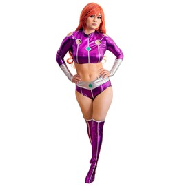 C-ZOFEK - Traje de héroe morado para mujer, disfraz de cosplay con medias para Halloween, Navidad, Púrpura, M