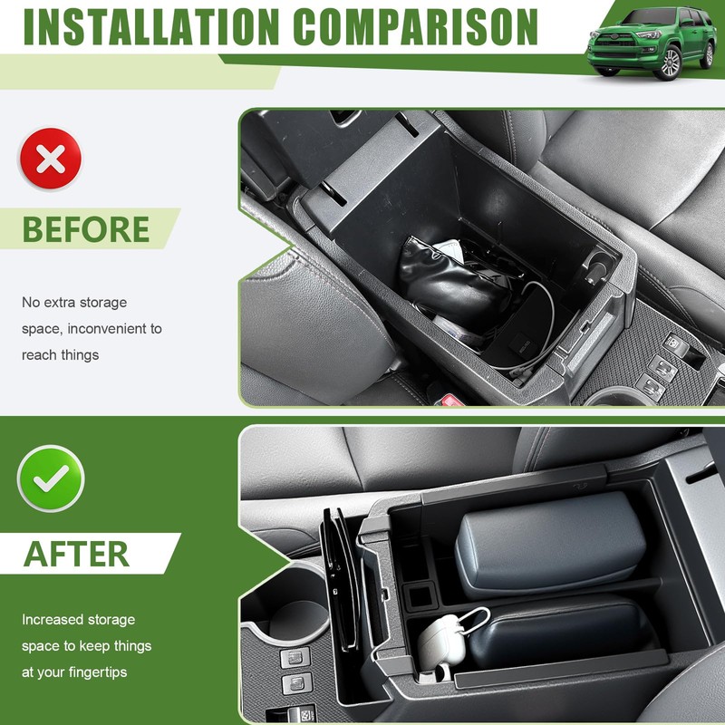 Qyebbk 2PCS Center Console Organizer for 2010-2024 Toyota 4Runner Insert