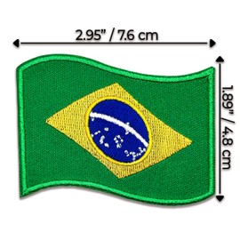 2.95" x 1.89" Brazil Flag Iron On Patch - Embroidered Brazilian Flag Applique - Iron On Sew On Patches for Clothing, Jeans, Backpacks, Clothes, Jackets