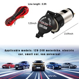 Ohleats - Encendedor de cigarrillos para coche, adaptador de encendedor de cigarrillos de 12 V, impermeable, con cable de extensión, reemplazo de toma de corriente para encendedor de vehículos,