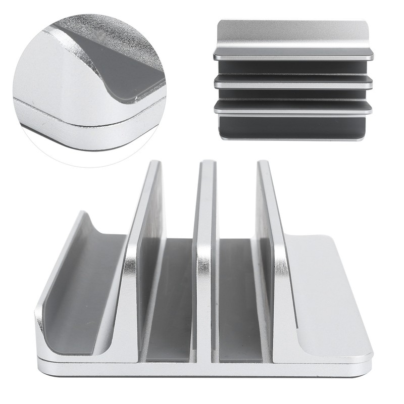 Adjustable Vertical Laptop Stand Double Slots Aluminium Alloy Notebook Computer