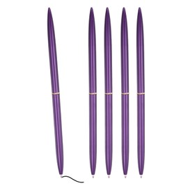PATIKIL Slim Metal Ballpoint Pen, 5Pcs Black Ink 1mm Medium Point Pen Metallic Retractable Lightweight Smooth Writing Pens for Business Office Wedding Guest Book, Purple