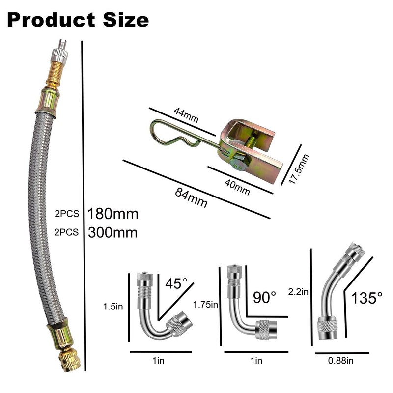 VOTNMIC Valve Stem Extensions,2Pcs 7Inch and 2Pcs 12Inch Dual Flexible