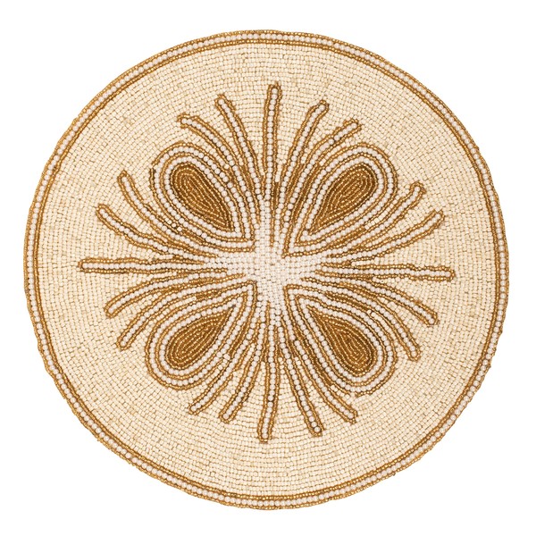 Placemats Hand Embroidered Beaded Mats - Measures 13 Inches, Beaded