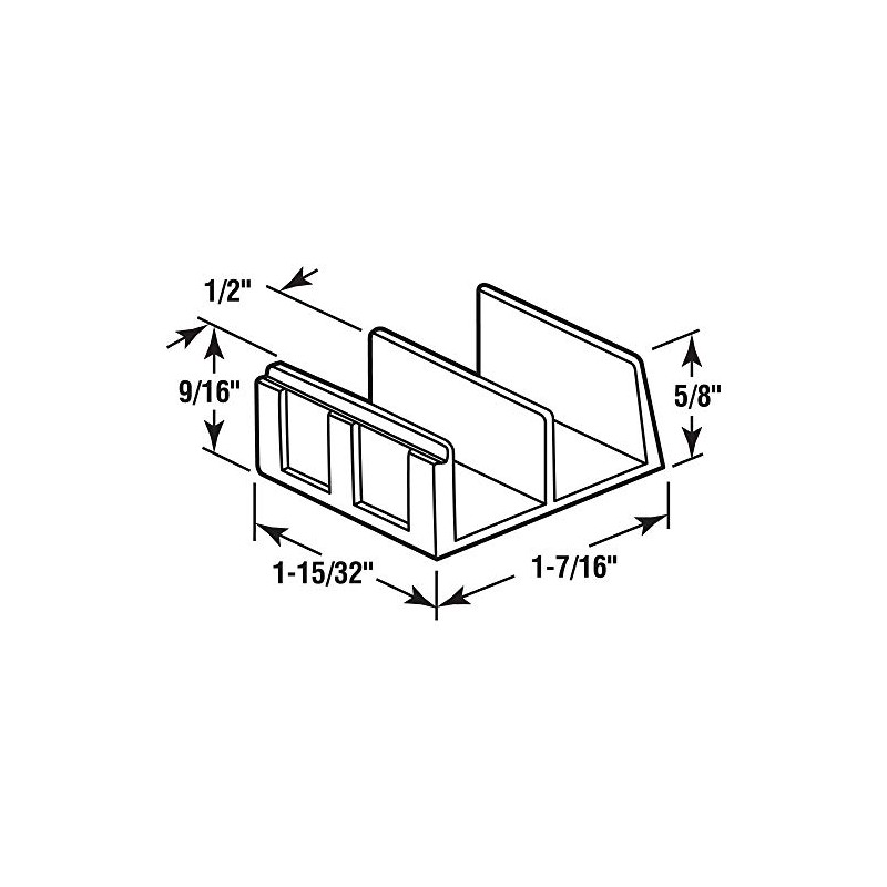Prime-Line M 6059 Sliding Shower Door Bottom Guide, 1/2 In.