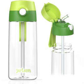 JARLSON® Children's Drinking Bottle – TÜV Tested – Water Bottle 500 ml – BPA Free – Leak-Proof – Children's Bottle with Straw – Tritan Bottle for School, Nursery, Bicycle (Green)