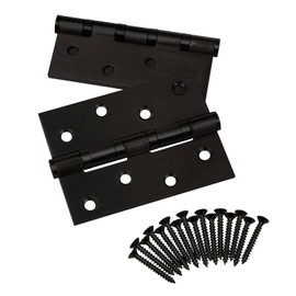 SOTECH Pack of 4 Door Hinges 101 x 76 x 2.0 mm Screw-On Tape Stainless Steel SS304 Black Ball Bearing Mounted with Stainless Steel Screws Hinge Load Capacity 60 kg Door Hinges for Indoor and Outdoor