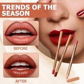 12pcs Lip Liners Set,Matte Lipstick Lip Liner Pencil,Longwear Smooth Lip Pencil,Smooth and Long-Lasting Lip Pencil Liner,Creamy Lip Liner,High Pigmented Waterproof Natural Lip Makeup