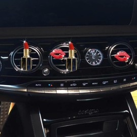 NTRR 4 Pcs Lip Air Vent Clips, Bling Car Fresheners Vents Clips for Women Diamond Diffuser Red Accessories Charm Rhinestone Interior Decor Decoration