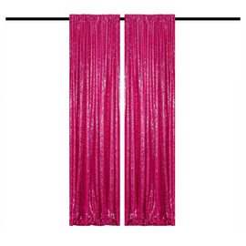 TCBESTO Hot Pink Sequin Backdrop Curtain 2FTx8FT 2 Panels White Sequin for Parties Glitter White Backdrop Curtain for Wedding Baby Shower Photo