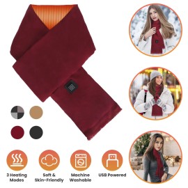 Unisex Electric Heated Winter Scarf USB Heating Neck Wrap Shawl Soft Warm 3 Modes Outdoor Blanketcolor: Camel Color