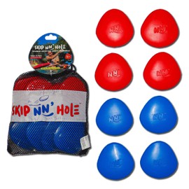 Skip NN' 8X Skipping Stonnes Targets NOT Included | Pool Toys Hole Skipping Stones Meets Cornhole Game Mode | Fun for The Pool, Lake, Beach| (Qty 8X RED/Blue Stonnes)