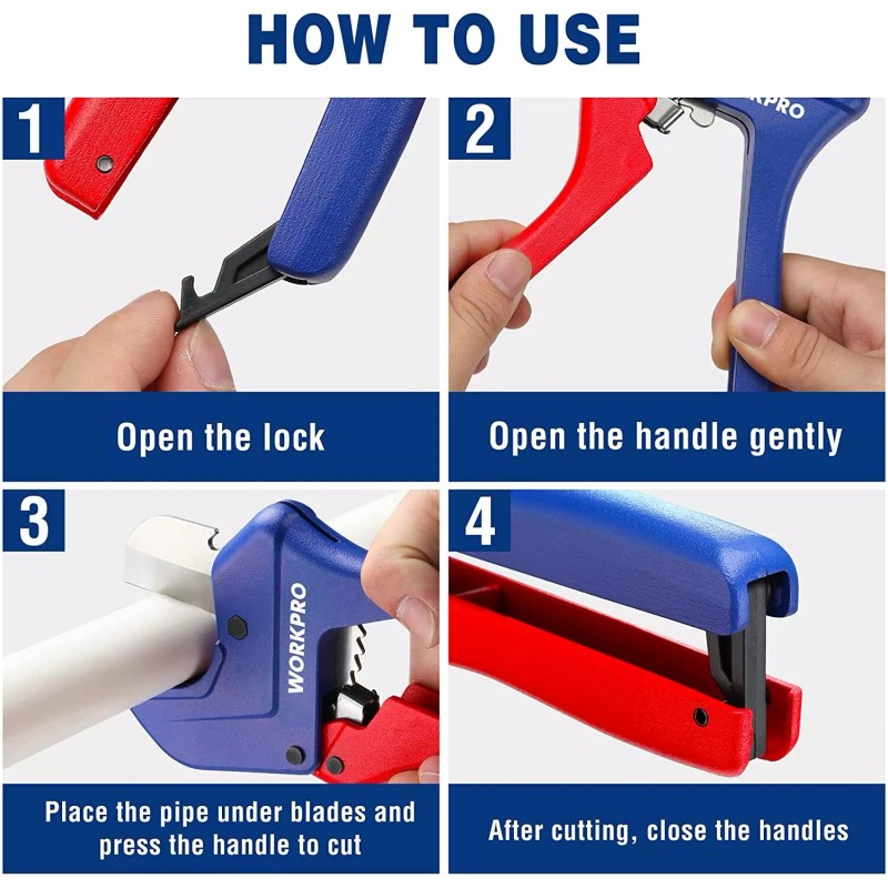 WORKPRO Ratchet PVC Pipe Cutter Up to 1-5/8" Plastic Pipe