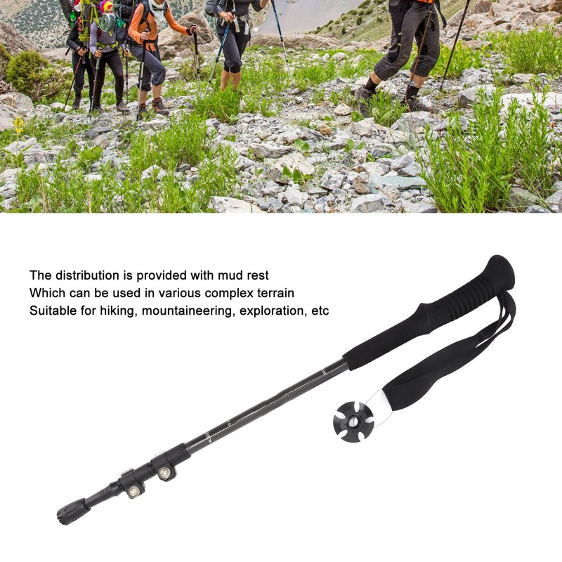 Hiking Stick 3 Section Carbon Fiber Rod EVA Foam Handle